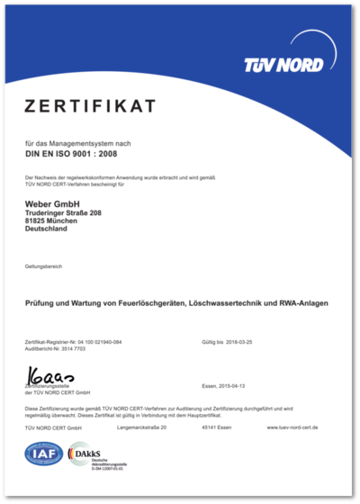 TÜV DIN EN ISO 9001 Zertifikat